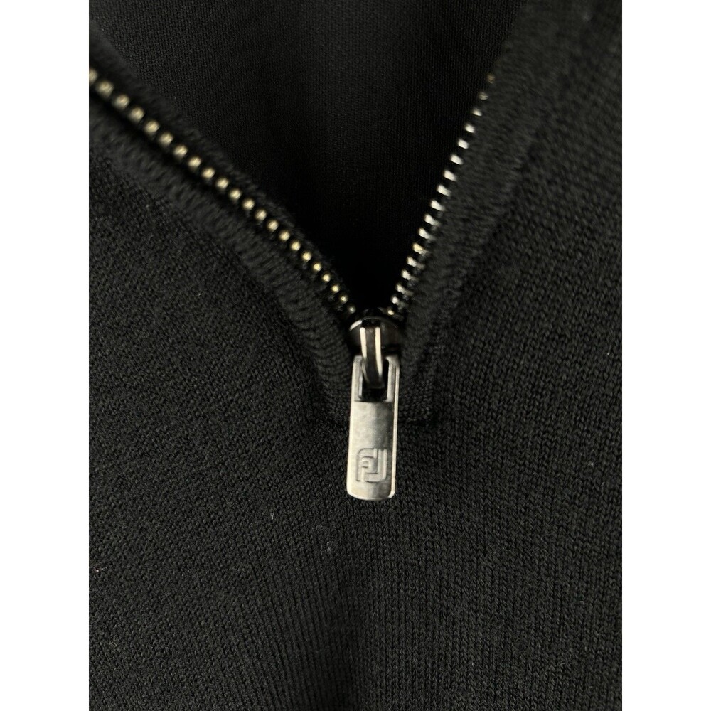 FOOTJOY Size Large 100% Wool 1/2 Zip Fully Lined Golf Sweater Jacket Black Mens - Picture 9 of 9